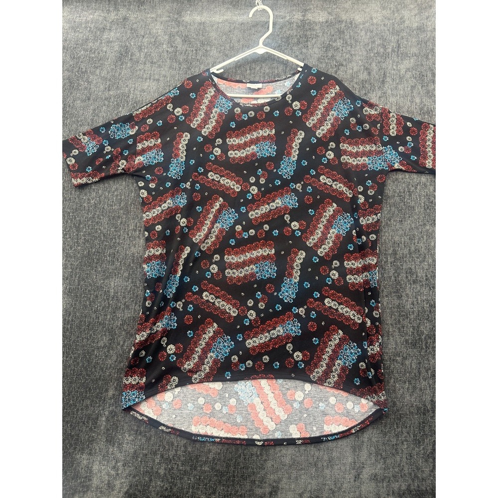 LuLaRoe Irma Tunic T Shirt Women Large Multicolor Floral High Low Hem Round Neck